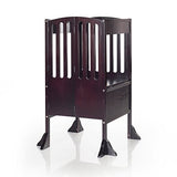Guidecraft Contemporary Kitchen Helper Stool - Espresso: Adjustable Height, Folding Safety Step Stool Tower for Children, Little Kids Kitchen Furniture