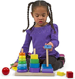 Melissa & Doug Geometric Stacker Toddler Toy (Developmental Toys, Rings, Octagons, and Rectangles, 25 Colorful Wooden Pieces, Great Gift for Girls and Boys - Best for 2, 3, and 4 Year Olds)