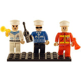 Bundle of 2 |Brictek Mini-Figurines (2 pcs Firefighter & 3 pcs Navy/Police/Fireman Sets)