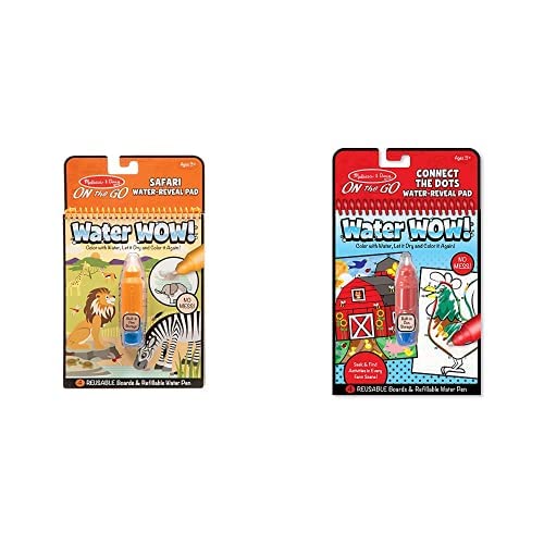 Melissa & Doug Wow! Safari Water Reveal Pad and On The Go Water Wow! Connect the Dots Bundle