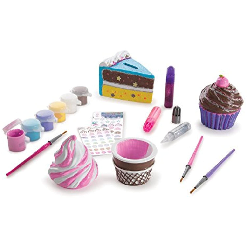 Melissa & Doug Sweets Set (Cake Bank, Cupcake & Ice Cream Treasure Boxes) Decorate-Your-Own Kit + FREE Scratch Art Mini-Pad Bundle [95358]