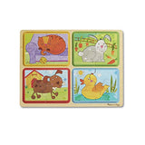 Melissa & Doug Natural Play Wooden Puzzle: Playful Pals (Four 4-Piece Animal Puzzles)