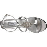 Touch Ups Women's Damaris Manmade T-Strap Sandal,Silver Metallic,7.5 M US