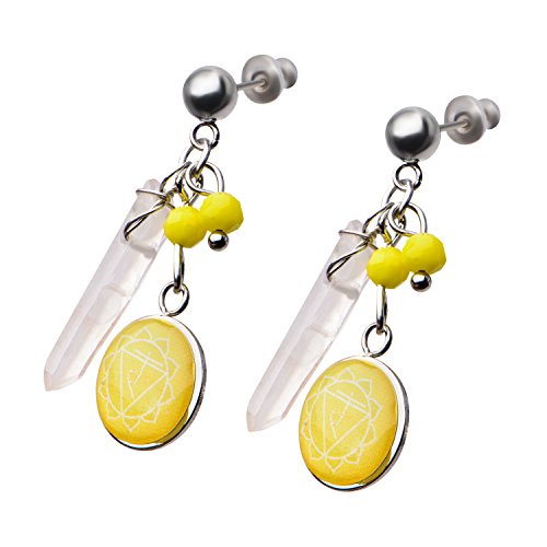 Women's Stainless Steel Yellow Solar Plexus Chakra Arts Earrings