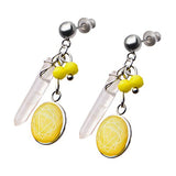 Women's Stainless Steel Yellow Solar Plexus Chakra Arts Earrings