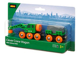 BRIO World - 33698 Clever Crane Wagon Set | 4 Piece Train Accessory and Crane Toy for Kids Ages 3 and Up,Red