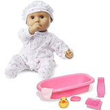 Melissa & Doug Bundle Includes 2 Items Mine to Love Mariana 12-Inch Poseable Baby Doll with Romper and Hat Mine to Love Baby Doll Bathtub and Accessories Set (6 pcs)