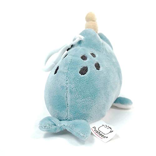 GUND Pusheen Pusheenimal Narwhal Plush Stuffed Animal Backpack Clip, Blue, 5"