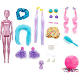 Barbie Color Reveal Glitter! Hair Swaps Doll, Glittery Pink with 25 Hairstyling & Party-Themed Surprises Including 10 Plug-in Hair Pieces, Gift for Kids 3 Years and older