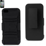 Apple iPhone 5 Case - Black Hybrid Holster Skin Cover+Hard Case with Stand Clip (GSM, CDMA)