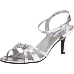 Dyeables Women's Peach Manmade Slingback Sandal,Silver Metallic,10 D US