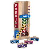 Melissa & Doug Wooden Stack & Count Parking Garage Classic Toy + Free Scratch Art Mini-Pad Bundle [51828]