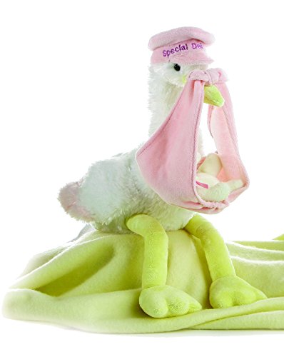 ebba Special Delivery Pink Plush Stork, 11"