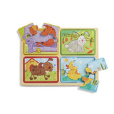 Melissa & Doug Natural Play Wooden Puzzle: Playful Pals (Four 4-Piece Animal Puzzles)