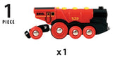 Brio World 33592 Mighty Red Action Locomotive | Battery Operated Toy Train with Light and Sound Effects for Kids Age 3 and Up