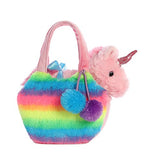 Aurora World Fancy Pals Pet Unicorn Carrier Plush, Rainbow