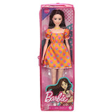 Barbie Fashionistas Doll #160 with Brunette Hair Polka Dot Off-The-Shoulder Dress, Toy for Kids 3 to 8 Years Old