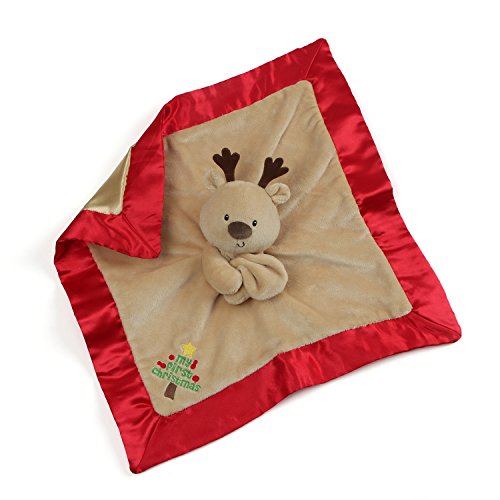 GUND Baby My First Christmas Reindeer Lovey Plush Blanket, 12", Brown