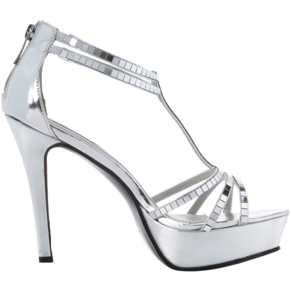Dyeables Women's Shimmer Platform Sandal,Silver Mirror,9 B US
