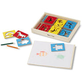 Melissa & Doug Wooden Stencil Box Set & 1 Scratch Art Mini-Pad Bundle (09331)