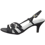 Touch Ups Women's Donetta Leather Slingback Sandal,Black Satin,5.5 M US