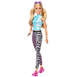 Barbie Fashionistas Doll #158 with Blonde Hair with Malibu Dress and Leggings, Toy for Kids 3 to 8 Years Old