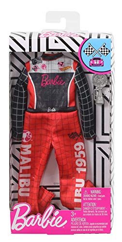 Barbie Clothes -- Career Outfit Doll, Racecar Driver Jumpsuit with Trophy, Multi