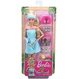 Barbie Spa Doll, Blonde, with Puppy and 9 Accessories, Including Neck Pillow, Rubber Duck and Cucumber Eye Masks, Gift for Kids 3 to 7 Years Old
