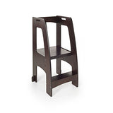 Guidecraft Kitchen Helper Tower Step-Up - Espresso: Adjustable Counter Height, Toddler Step Stool with Handholds for Little Children, Kids' Learning Furniture