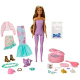 Barbie Color Reveal Peel Mermaid Fashion Reveal Doll Set with 25 Surprises Including Purple Peel-able Doll & Pet & 16 Mystery Bags with Clothes & Accessories for 2 Mermaid-Inspired Looks