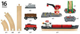 BRIO World - 33061 Cargo Harbor Set | 16 Piece Toy Train with Accessories and Wooden Tracks for Kids Ages 3 and Up