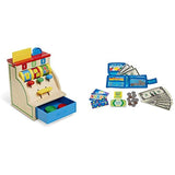 Melissa & Doug Spin & Swipe Wooden Cash Register (Developmental Toy, Great Gift for Girls and Boys - Best for 3, 4, 5, and 6 Year Olds) & Pretend-to-Spend Wallet , Blue