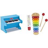 Melissa & Doug Learn-to-Play Piano, Blue & Caterpillar Xylophone, Musical Instruments, Rainbow-Colored, One Octave of Notes, Self-Storing Wooden Mallets, 18'' H x 6.2'' W x 2'' L