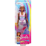 Barbie Doll, Rainbow Princess Look with Extra Long Purple and Blue Hair, Plus Hairbrush, for 3 to 7 Year Olds