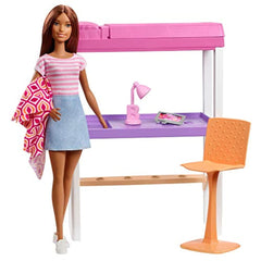 Barbie Doll and Furniture Set, Loft Bed with Transforming Bunk Beds and Desk Accessories, Gift Set for 3 to 7 Year Olds