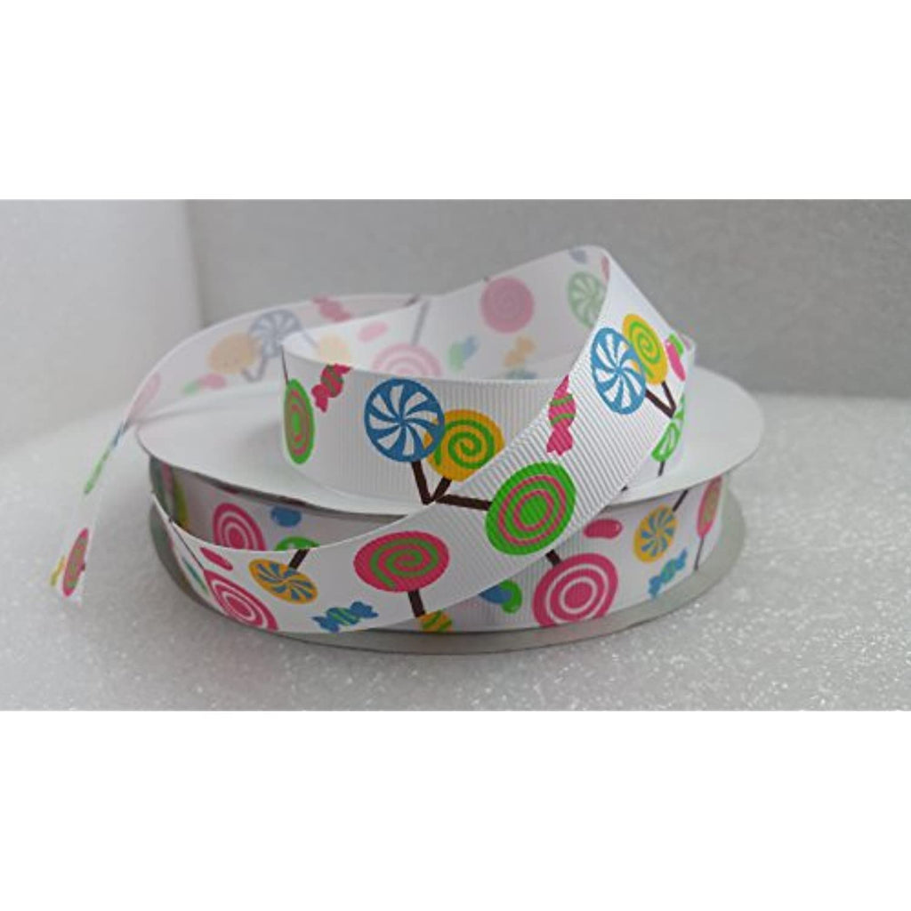 Polyester Grosgrain Ribbon for Decorations, Hairbows & Gift Wrap by Yame Home (7/8-in by 5-yds, Assorted Candies)