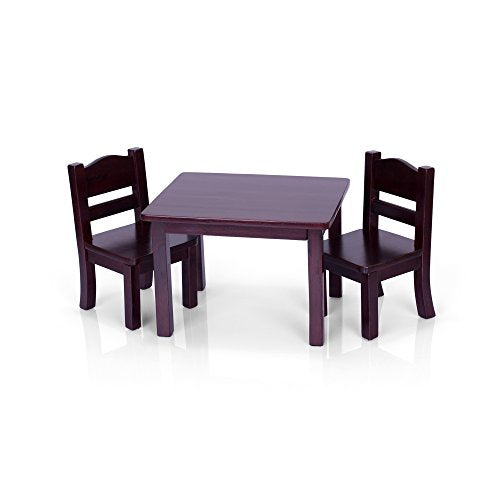 Guidecraft Espresso - Dark Cherry Wooden Doll Table and Chairs Set - Fits 18" Americn Girl Dolls G98115