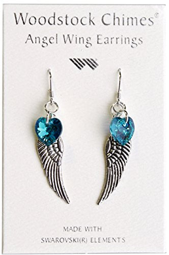 Woodstock Angel Wing Earrings, Blue Zircon- Rainbow Maker Collection