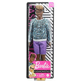 Barbie Ken Fashionistas Doll #153 with Sculpted Dreadlocks Wearing Blue Animal-Print Shirt, Purple Shorts & Boots, Toy for Kids 3 to 8 Years Old