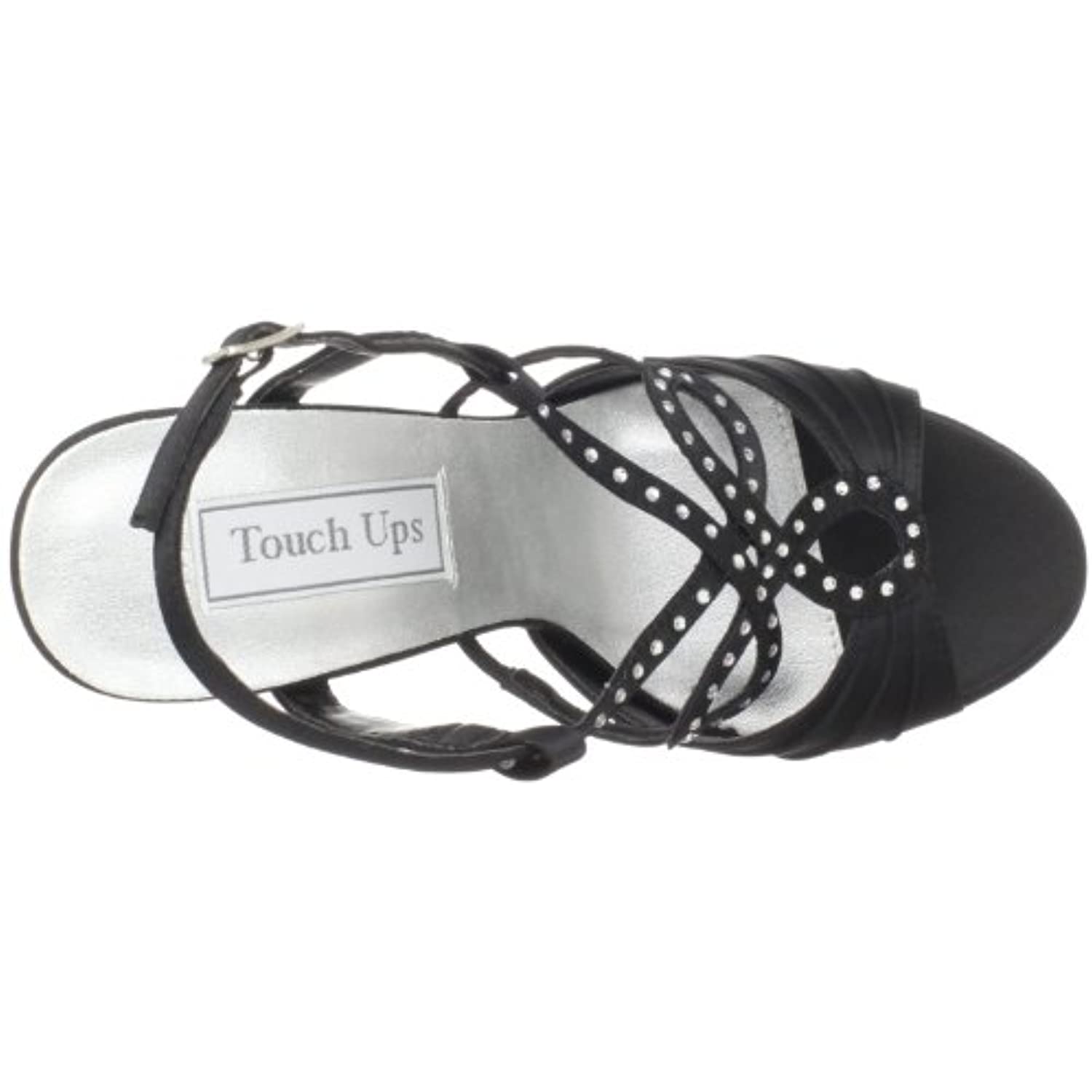 Touch Ups Women's Lonnie Leather Platform Sandal,Black Satin,5.5 M US