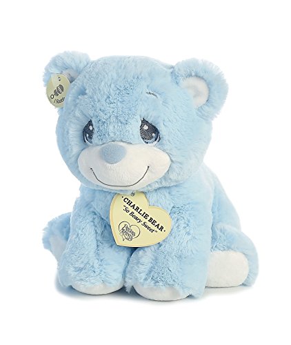 Aurora World Precious Moments Charlie Bear with Rattle, So Beary Sweet, Blue, 8.5"