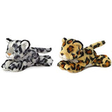 Aurora Bundle of 2 7.5" Floppy Beanbag Wildcat Stuffed Animals - Amazon Jaguar & Snow Leopard