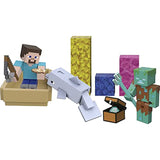 Minecraft Treasure Hunt Adventure Pack Figures, Accessories and Papercraft Blocks, Complete Play in a Box, Toy for Kids Ages 6 Years and Older