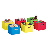 Guidecraft Multi-Color Fabric Bins: Set Of 6, Primary Colored Foldable Cloth Classroom Storage, Kid's Toy & Books Cube Organizers