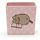 Enesco Pusheen Pencil Holder bundle with Green Hey Journal, and Pencil Case