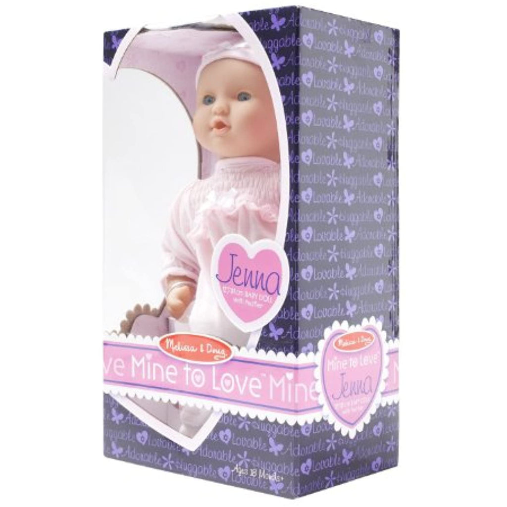 Melissa & Doug Jenna ~12" Baby Doll: Mine to Love Doll Series + 1 Free Pair of Baby Socks Bundle [48811]