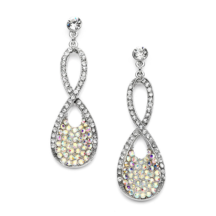 Best Selling Prom or Bridesmaids Infinity Earrings in Pave Crystal AB 4209E