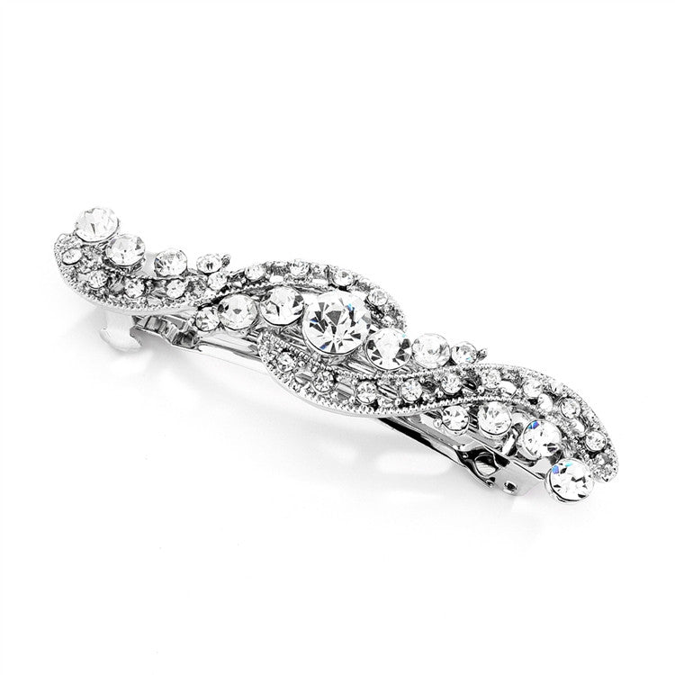 Antique Silver Art Deco Crystal Wedding or Prom Barrette