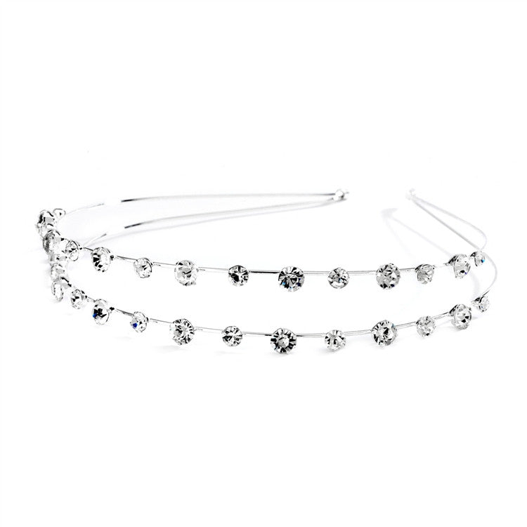 2-Row Prom or Wedding Headband with Round Crystals 4216HB