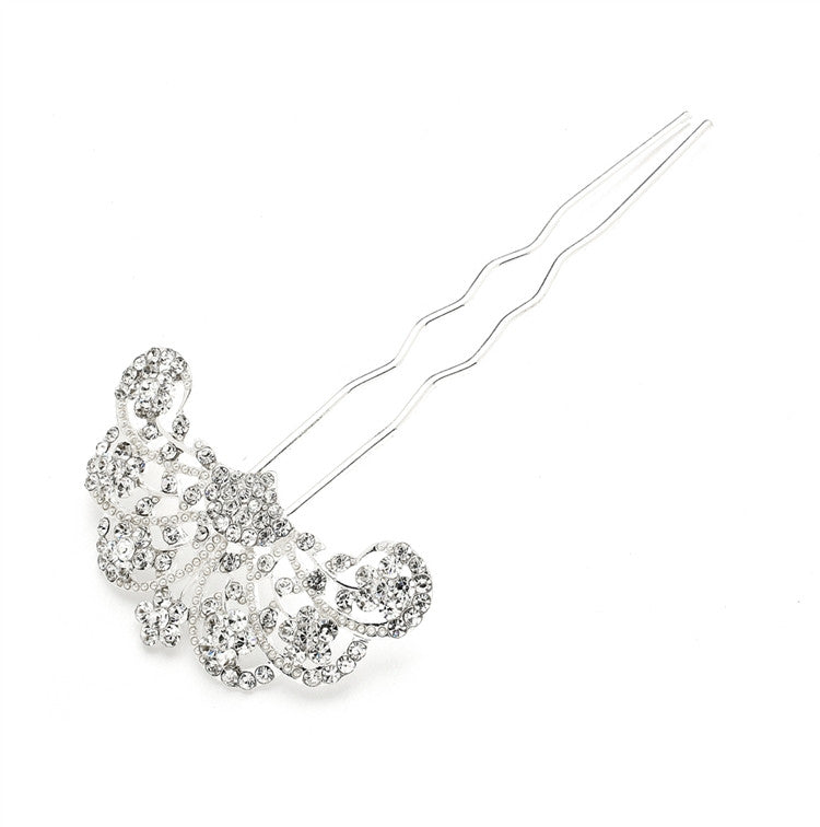 Glamorous Gatsby Fan Shaped Crystal Prom or Wedding Hair Stick Pin 4225HS
